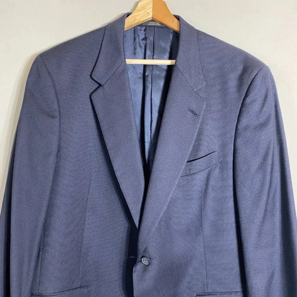 Hart Schaffner Marx Wool Sport Coat Dinner Jacket Blazer Men's 44R Navy Career - Picture 5 of 13